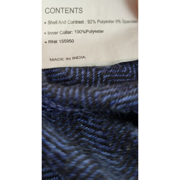 Greyson Golf Herringbone Quarter Zip Navy Blue Mens Medium Sweater Custom Logo - Picture 6 of 8